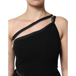 Dolce & Gabbana Black Viscose One Shoulder Zipper Sheath Dress DR281221-40