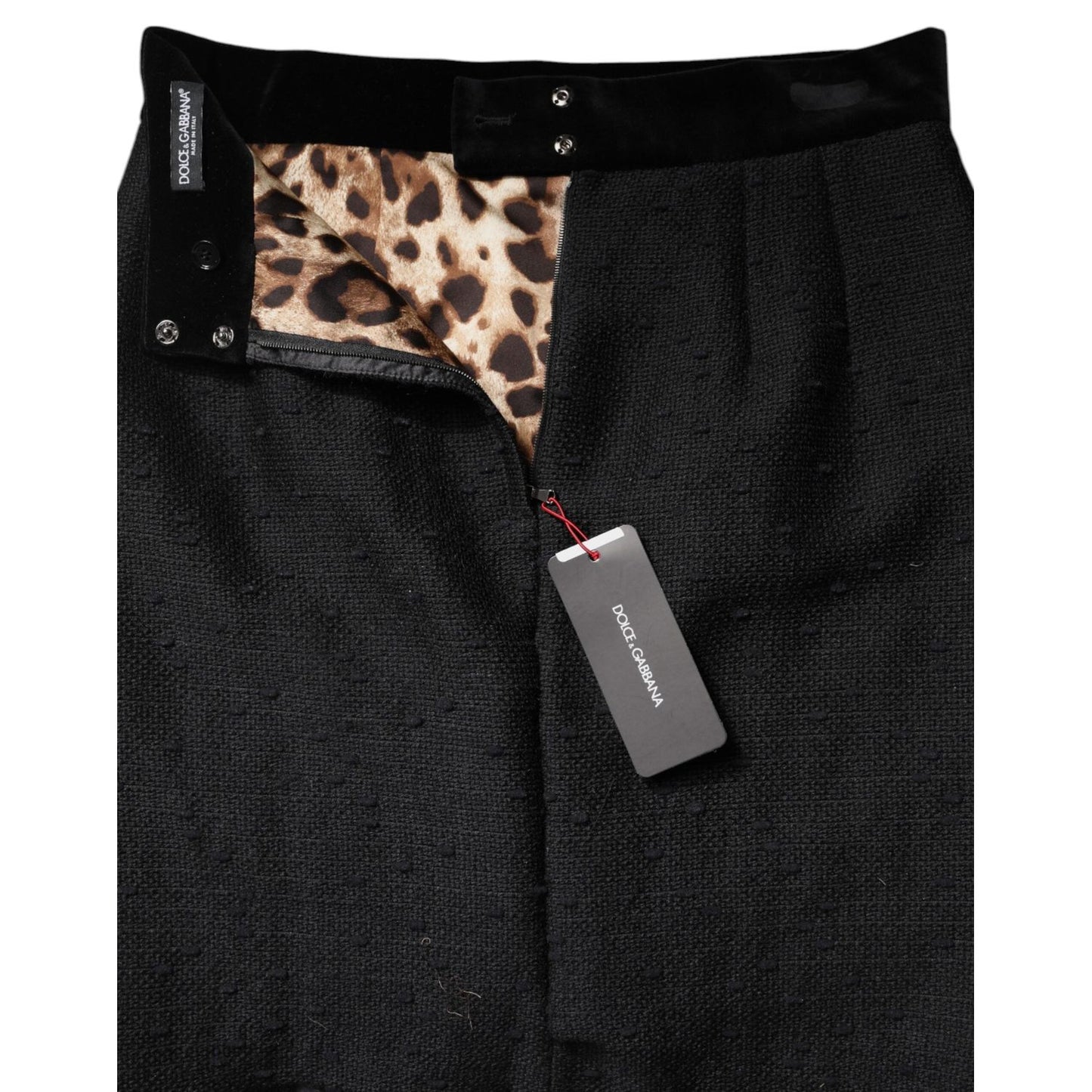 Dolce & Gabbana Black Wool Fringe High Waist Pencil Mini Skirt SKI2075-44