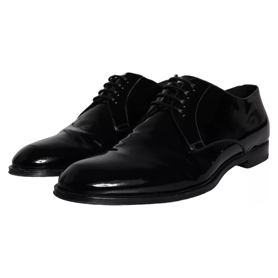 Dolce & Gabbana Black Calfskin Leather Derby Men Dress Shoes MV5704-42