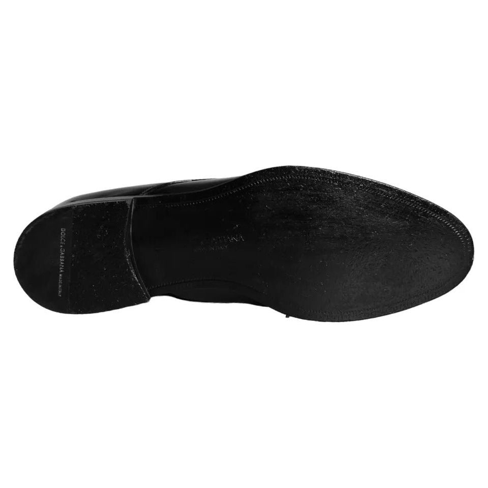 Dolce & Gabbana Black Calfskin Leather Derby Men Dress Shoes MV5704-42