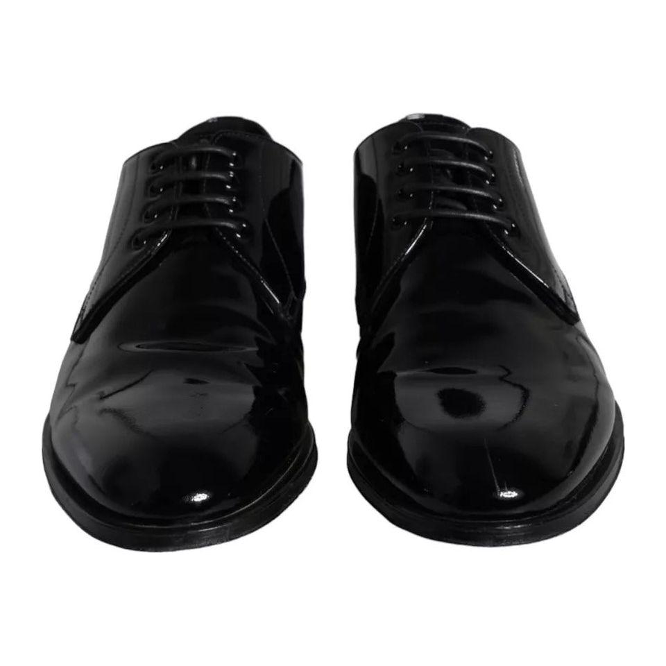 Dolce & Gabbana Black Calfskin Leather Derby Men Dress Shoes MV5704-42