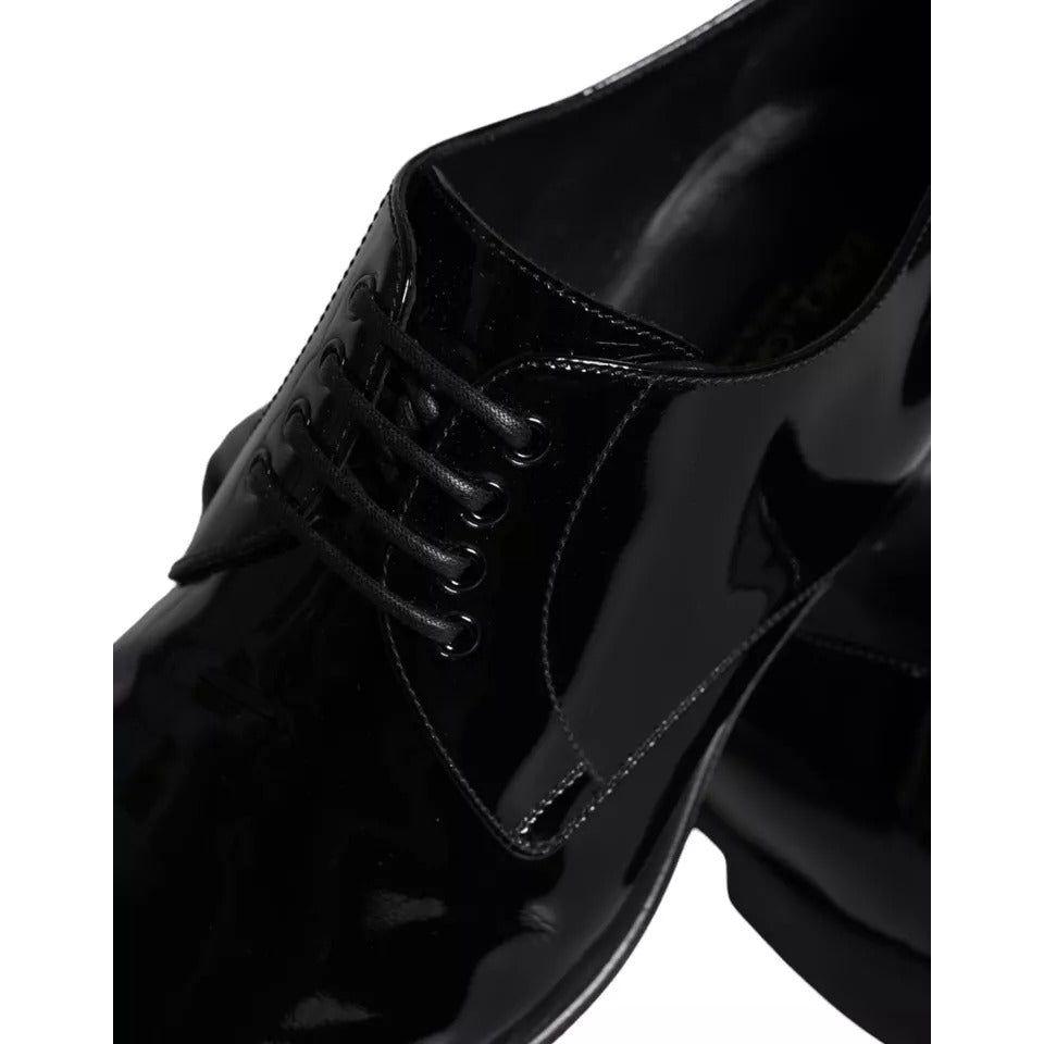 Dolce & Gabbana Black Calfskin Leather Derby Men Dress Shoes MV5704-42