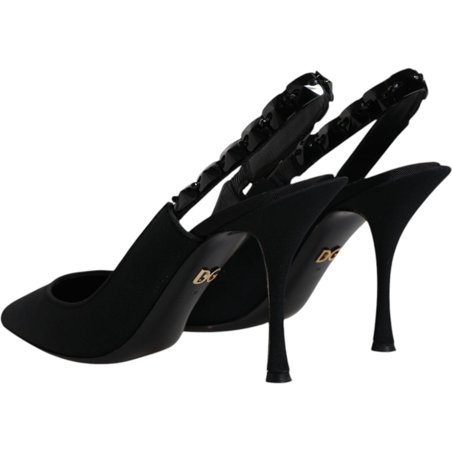 Dolce & Gabbana Dolce & Gabbana Black Embellished Charmeuse Slingback Shoes LA12195-39 1728,67345645728,Black,Dolce & Gabbana,EU39/US8.5,Material: Viscose,Preowned / Defect,Sandals - Women - Shoes,Shoes,Women,Women - Shoes