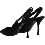 Dolce & Gabbana Dolce & Gabbana Black Embellished Charmeuse Slingback Shoes LA12195-39 1728,67345645728,Black,Dolce & Gabbana,EU39/US8.5,Material: Viscose,Preowned / Defect,Sandals - Women - Shoes,Shoes,Women,Women - Shoes