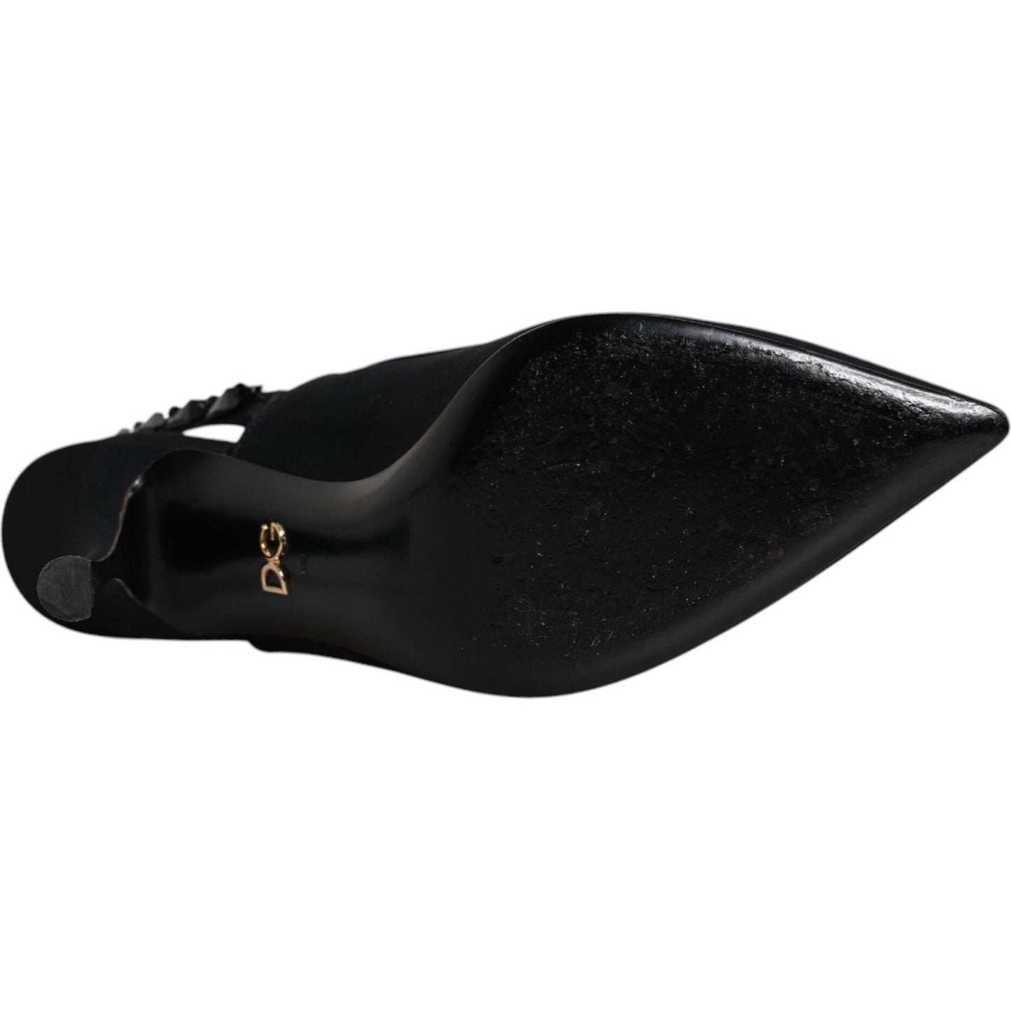 Dolce & Gabbana Dolce & Gabbana Black Embellished Charmeuse Slingback Shoes LA12195-39 1728,67345645728,Black,Dolce & Gabbana,EU39/US8.5,Material: Viscose,Preowned / Defect,Sandals - Women - Shoes,Shoes,Women,Women - Shoes