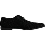 Dolce & Gabbana Black Embellished Suede Derby Formal Shoes MV6313-45