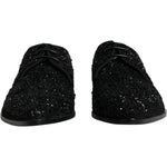 Dolce & Gabbana Black Embellished Suede Derby Formal Shoes MV6313-45