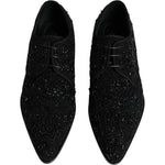 Dolce & Gabbana Black Embellished Suede Derby Formal Shoes MV6313-45