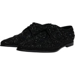Dolce & Gabbana Black Embellished Suede Derby Formal Shoes MV6313-45