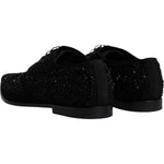 Dolce & Gabbana Black Embellished Suede Derby Formal Shoes MV6313-45