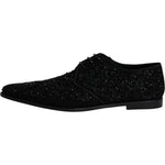Dolce & Gabbana Black Embellished Suede Derby Formal Shoes MV6313-45