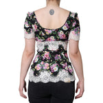 Dolce & Gabbana Black Floral Lace Short Sleeves Blouse Top TSH86564-40