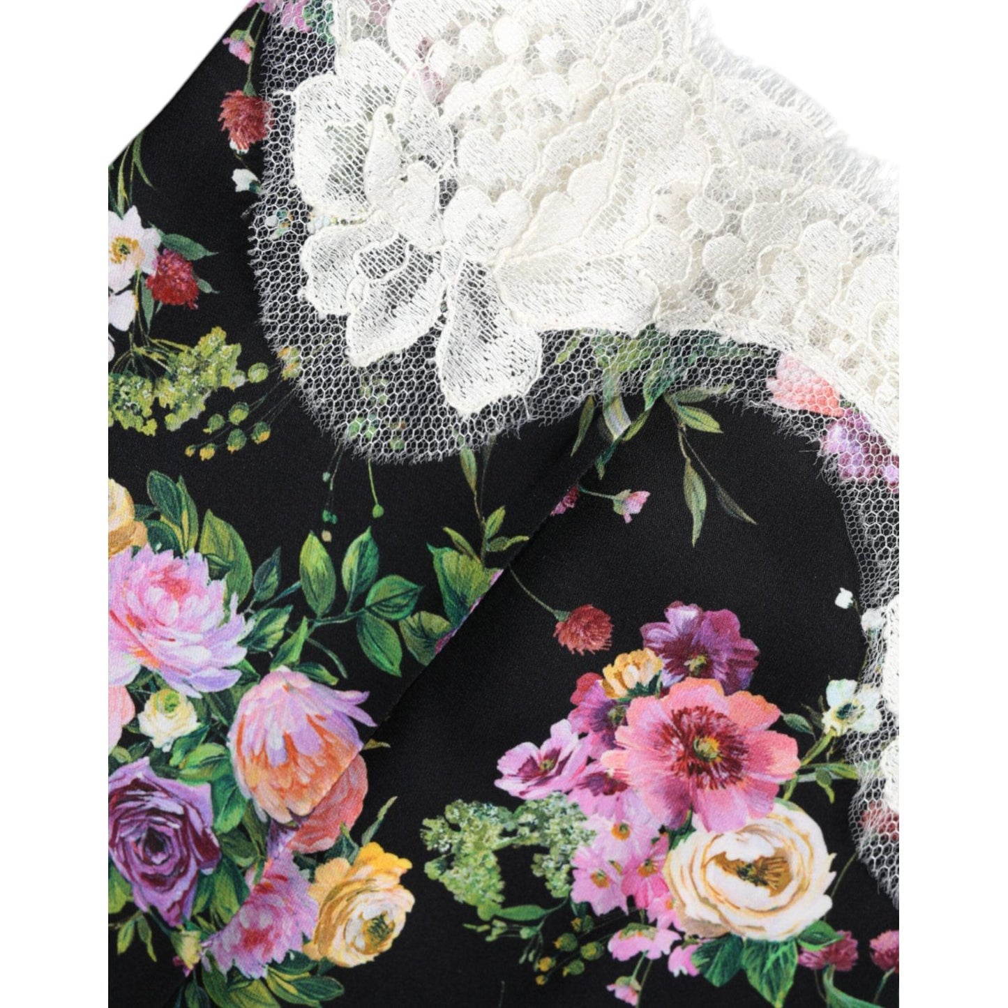 Dolce & Gabbana Black Floral Lace Short Sleeves Blouse Top TSH86564-40