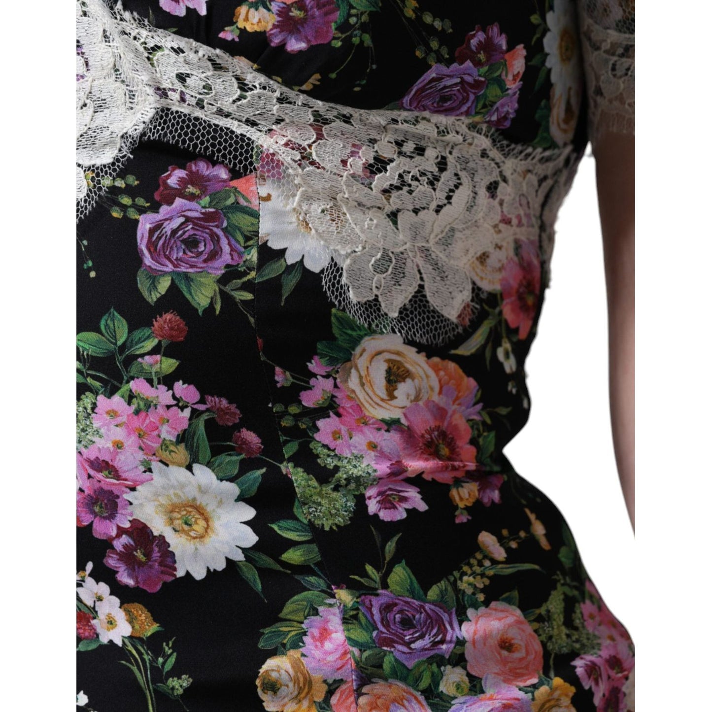 Dolce & Gabbana Black Floral Lace Short Sleeves Blouse Top TSH86564-40