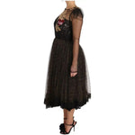 Dolce & Gabbana Black Gold Crystal Heart A-line Dress DR1583-44