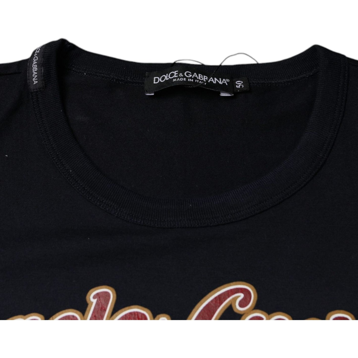 Dolce & Gabbana Black Graphic Print Cotton Crew Neck T-shirt TSH86887-50