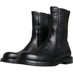Dolce & Gabbana Black Horse Leather Mid Calf Boots Shoes MV6212-41