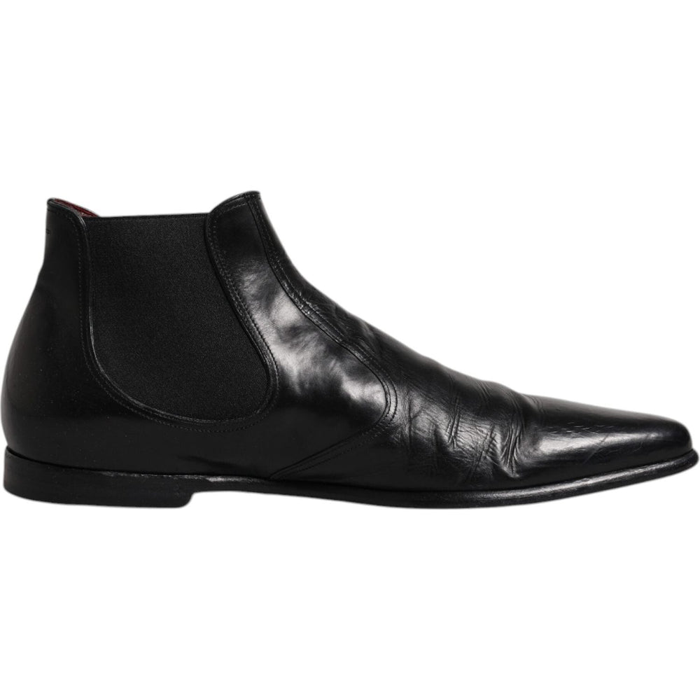 Dolce & Gabbana Dolce & Gabbana Black Leather Chelsea Men Ankle Boots Shoes MV6369-43 1728,67345645728,Black,Boots - Men - Shoes,Dolce & Gabbana,EU43/US10,Material: 60% Goat Leather 10% Cotton 10% Nylon 10% Viscose 7% Polyester 3% Elastane,Men,Preowned /