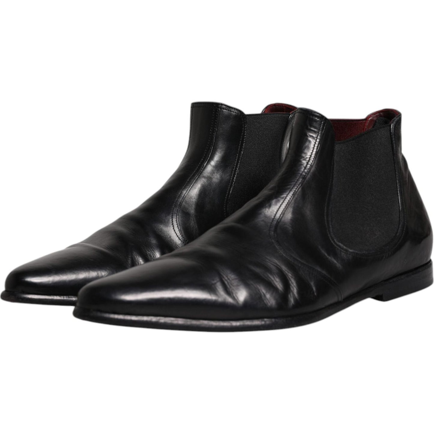 Dolce & Gabbana Dolce & Gabbana Black Leather Chelsea Men Ankle Boots Shoes MV6369-43 1728,67345645728,Black,Boots - Men - Shoes,Dolce & Gabbana,EU43/US10,Material: 60% Goat Leather 10% Cotton 10% Nylon 10% Viscose 7% Polyester 3% Elastane,Men,Preowned /