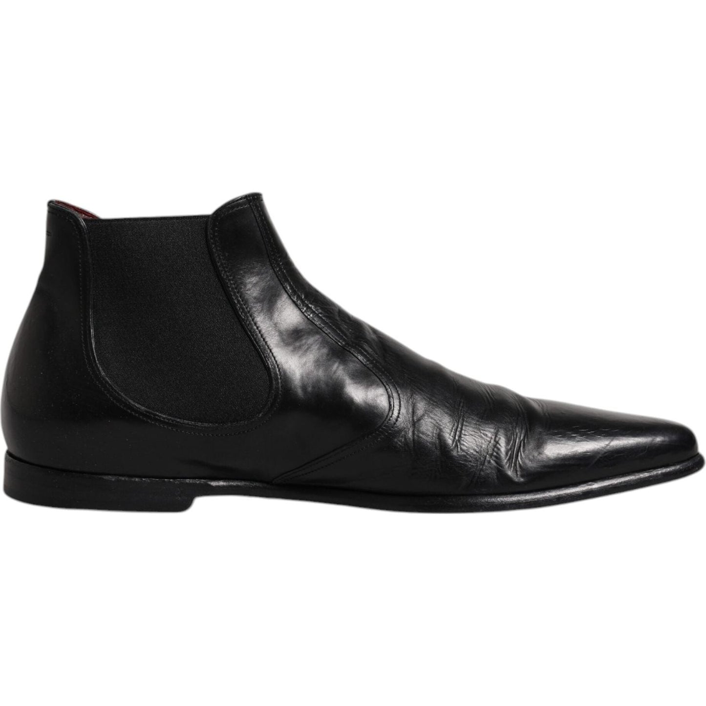 Dolce & Gabbana Dolce & Gabbana Black Leather Chelsea Men Ankle Boots Shoes MV6369-43 1728,67345645728,Black,Boots - Men - Shoes,Dolce & Gabbana,EU43/US10,Material: 60% Goat Leather 10% Cotton 10% Nylon 10% Viscose 7% Polyester 3% Elastane,Men,Preowned /