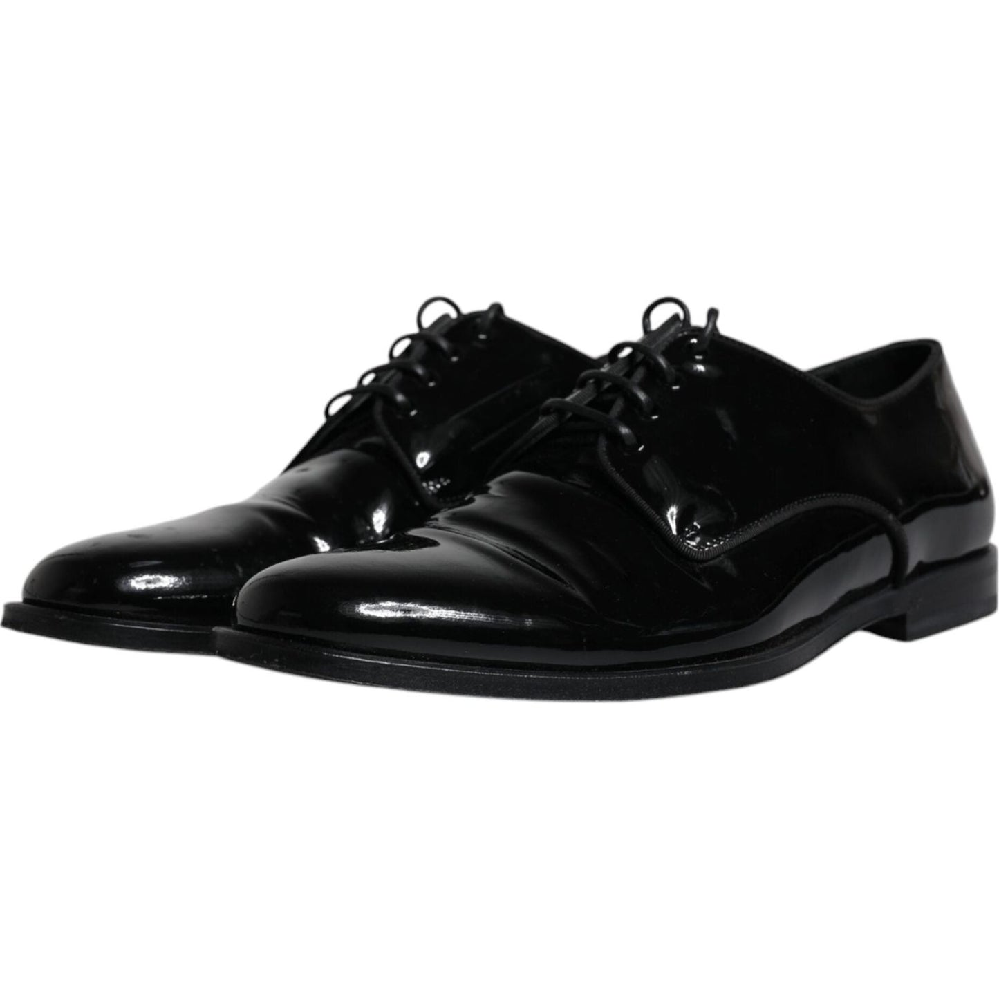 Dolce & Gabbana Black Leather Lace Up Men Derby Formal Shoes MV6347-41