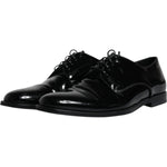 Dolce & Gabbana Black Leather Lace Up Men Derby Formal Shoes MV6347-41