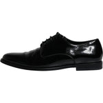 Dolce & Gabbana Black Leather Lace Up Men Derby Formal Shoes MV6347-41