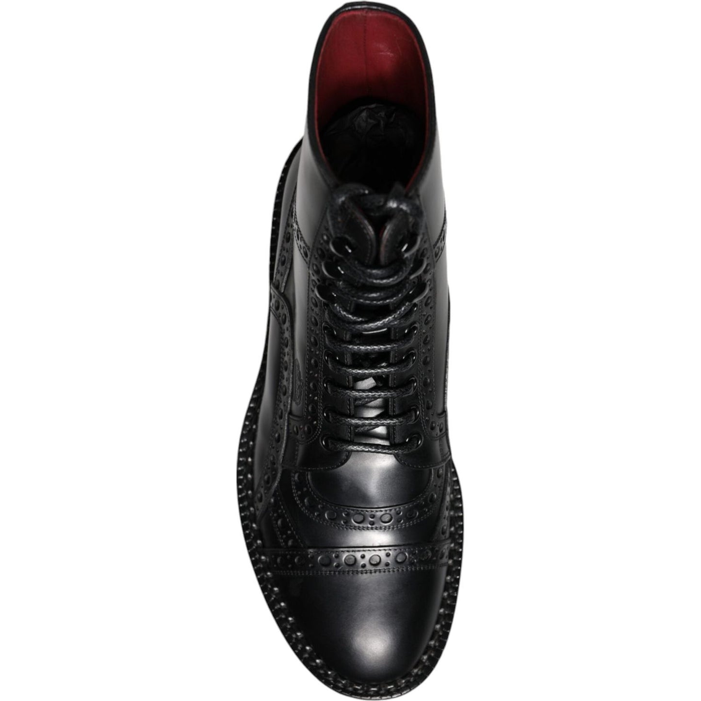 Dolce & Gabbana Black Leather Lace Up Mid Calf Boots Shoes MV5044-39