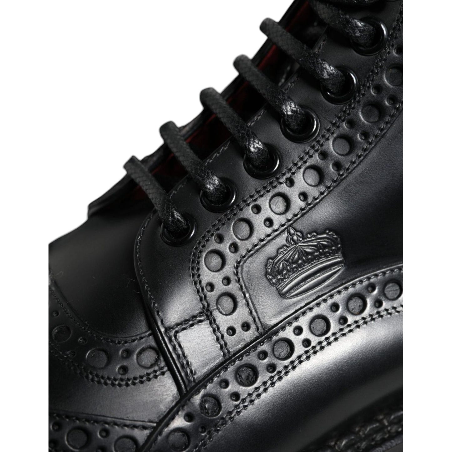 Dolce & Gabbana Black Leather Lace Up Mid Calf Boots Shoes MV5044-39