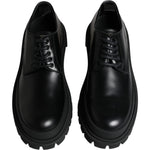 Dolce & Gabbana Black Leather Lace Up Trekking Dress Shoes -45