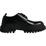 Dolce & Gabbana Black Leather Lace Up Trekking Dress Shoes -45