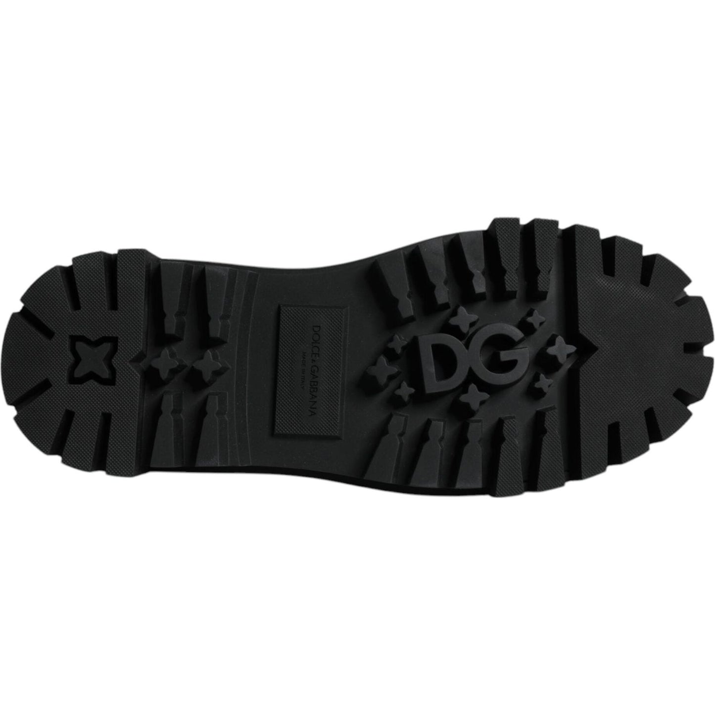 Dolce & Gabbana Black Leather Lace Up Trekking Dress Shoes -45