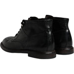 Dolce & Gabbana Black Leather Men Short Boots Lace Up Shoes MV6309-41.5
