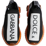 Dolce & Gabbana Black Orange Sorrento Slip On Sneakers Shoes MV6338-40