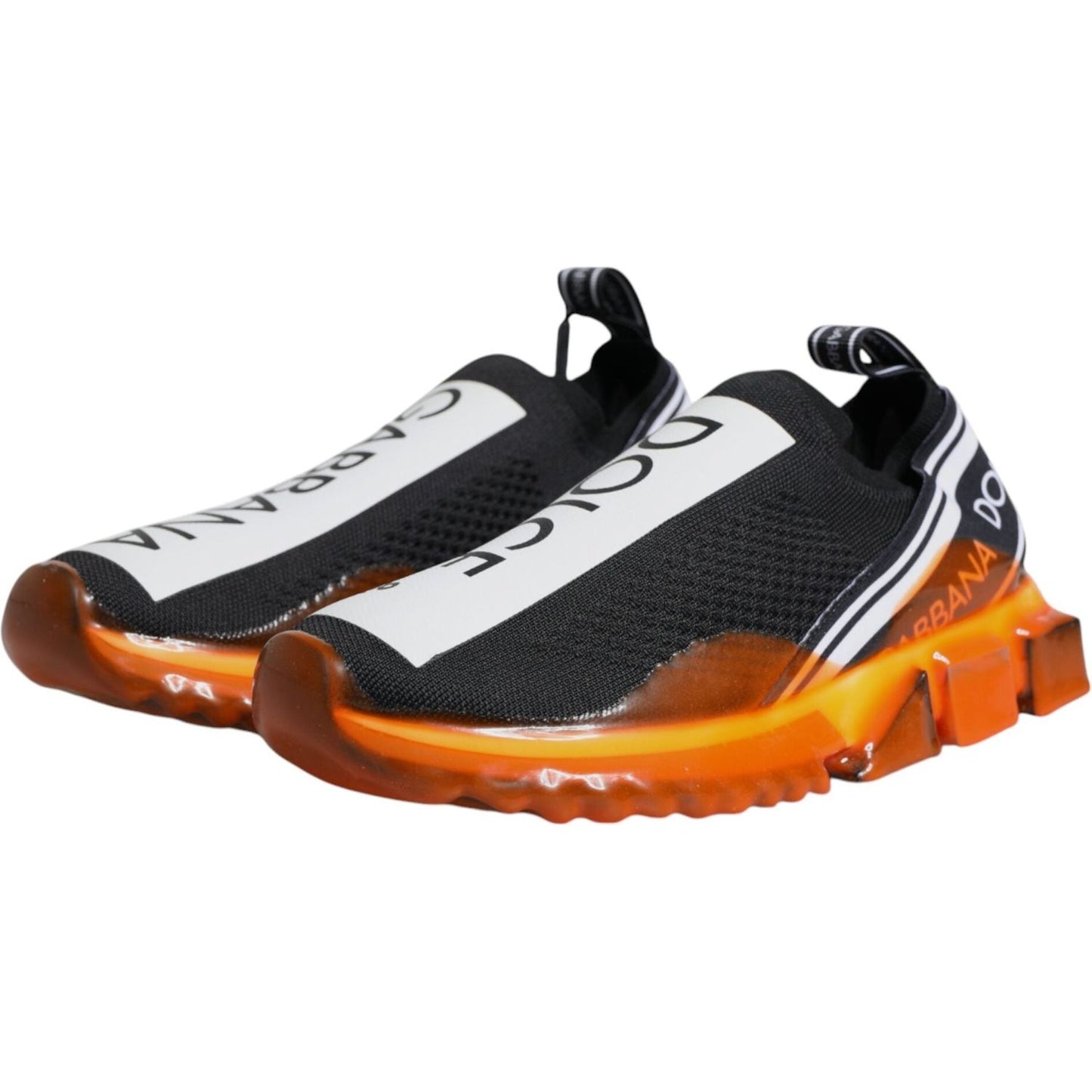 Dolce & Gabbana Black Orange Sorrento Slip On Sneakers Shoes MV6338-40