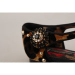 Dolce & Gabbana Floral Embellished Leopard T-Strap Sandals 1728,67345645728,Brown,Dolce & Gabbana,EU35/US4.5,Flat Shoes - Women - Shoes,Material: 100% Leather,New with tags,Women Dolce & Gabbana LA9956 - 35