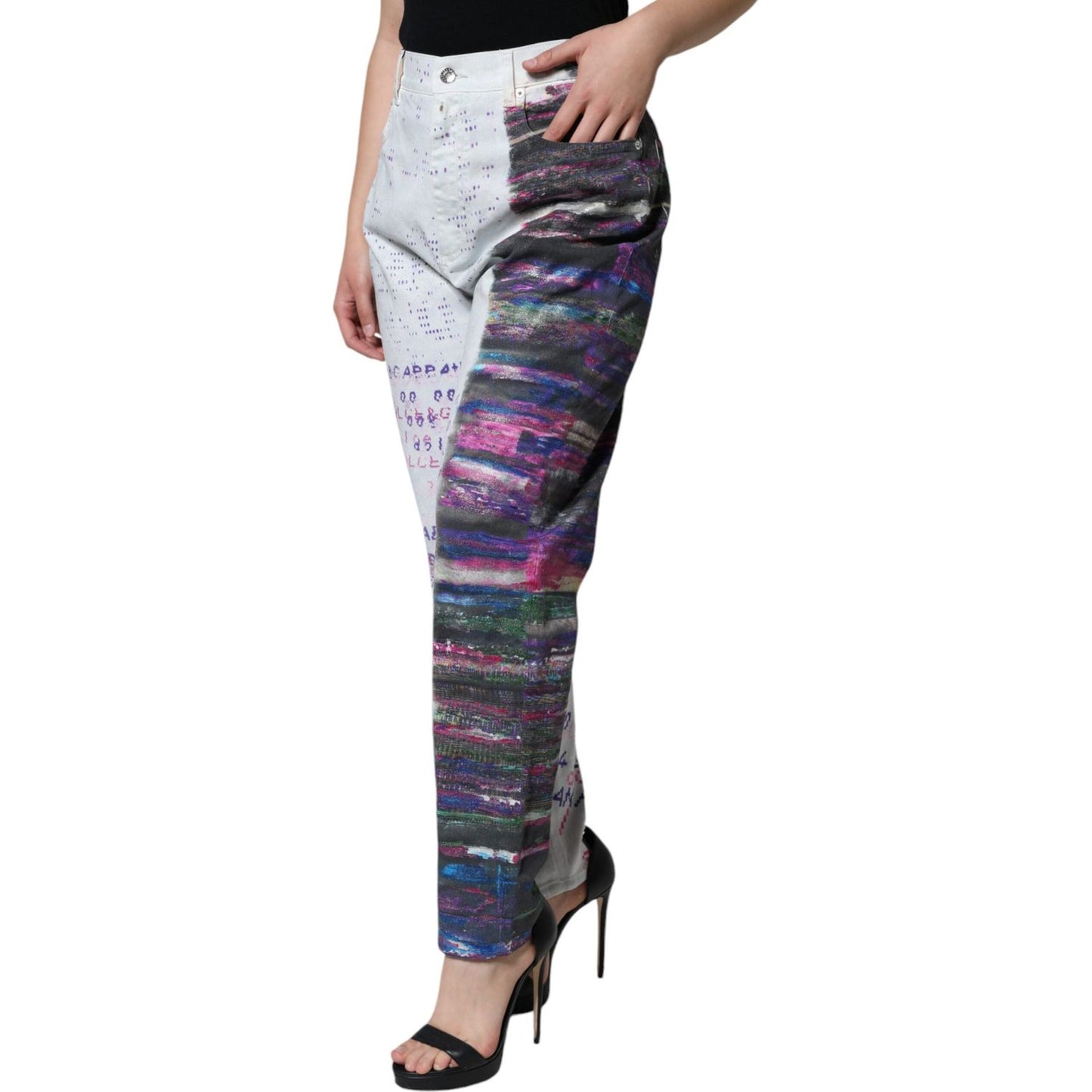 Dolce & Gabbana Multicolor Cotton Stretch High Waist Denim Jeans PAN74181-46