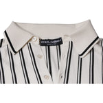 Dolce & Gabbana White Black Stripe Polo Short Sleeve T-shirt TSH86277-44