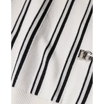 Dolce & Gabbana White Black Stripe Polo Short Sleeve T-shirt TSH86277-44