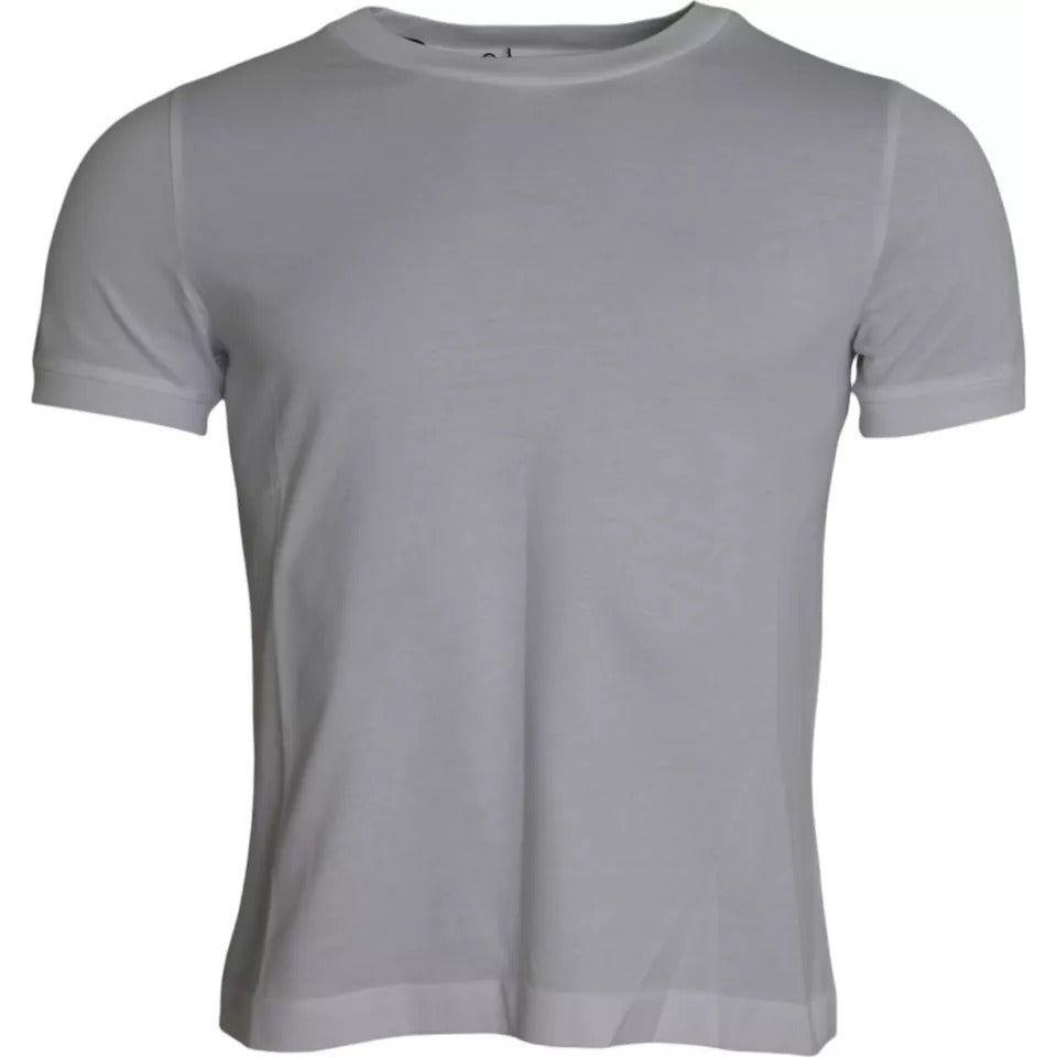 Dolce & Gabbana White Cotton Round Neck Short Sleeve T-shirt TSH86449-44