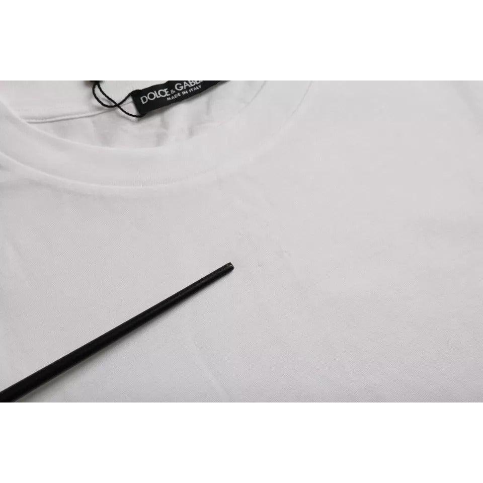 Dolce & Gabbana White Cotton Round Neck Short Sleeve T-shirt TSH86449-44