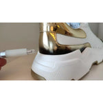 Dolce & Gabbana White Gold DAYMASTER Leather Sneakers Men Shoes