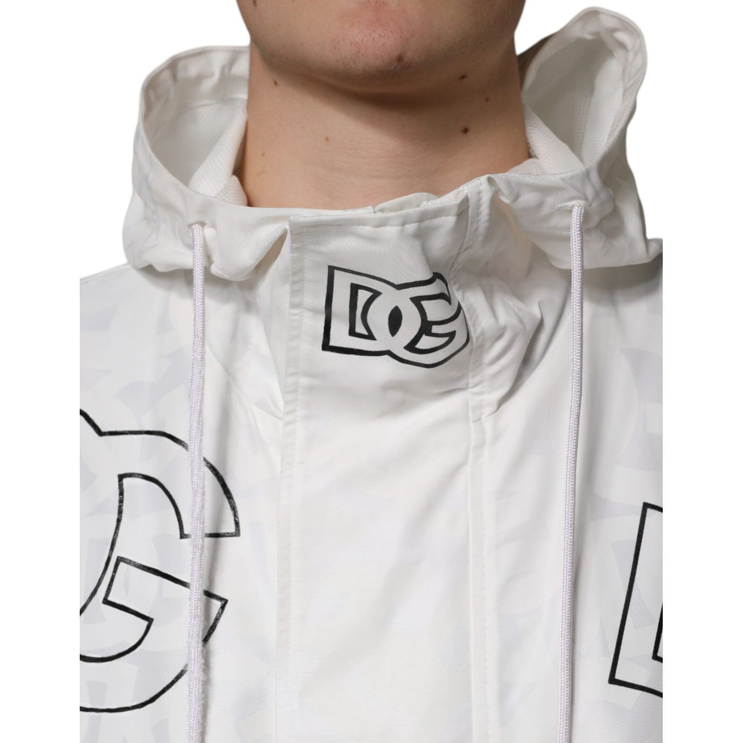 Dolce & Gabbana White Hooded Parka Polyester Trench Coat Jacket JKT3854-56