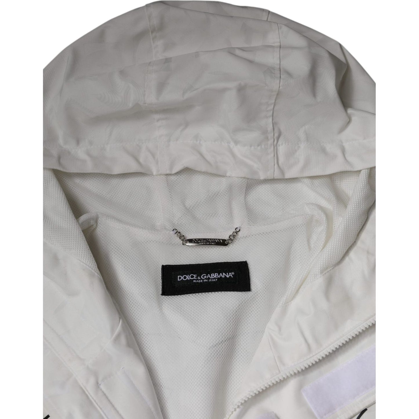 Dolce & Gabbana White Hooded Parka Polyester Trench Coat Jacket JKT3854-56