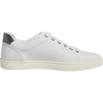 Dolce & Gabbana White Leather Heart Embellished Sneakers Shoes