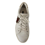 Dolce & Gabbana White Leather Heart Low Top Casual Sneakers Shoes