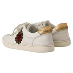 Dolce & Gabbana White Leather Heart Low Top Casual Sneakers Shoes