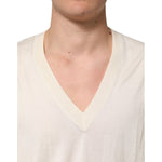 Dolce & Gabbana Ivory Virgin Wool Men V-Neck Knit Sweater TSH90550-60