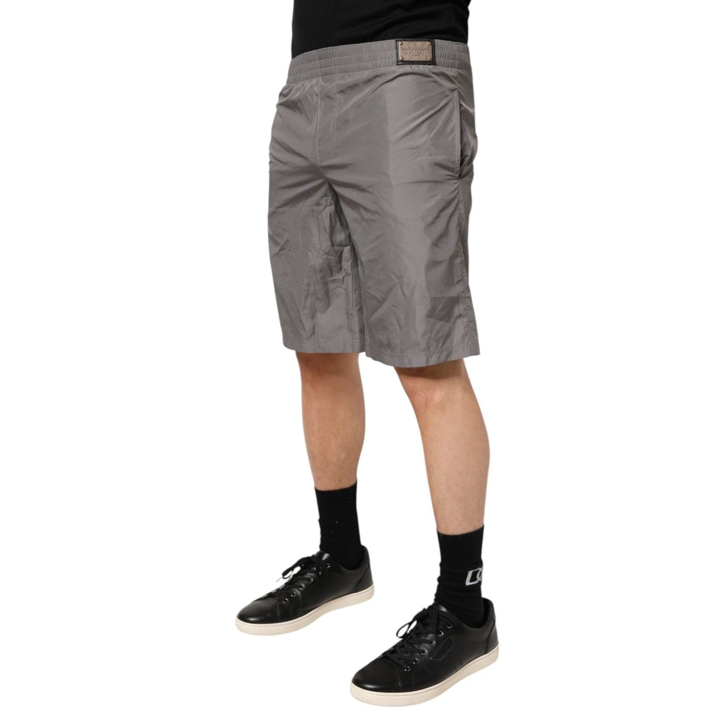 Dolce & Gabbana Light Gray Nylon Elastic Waist Shorts Swimwear BIK1689-3