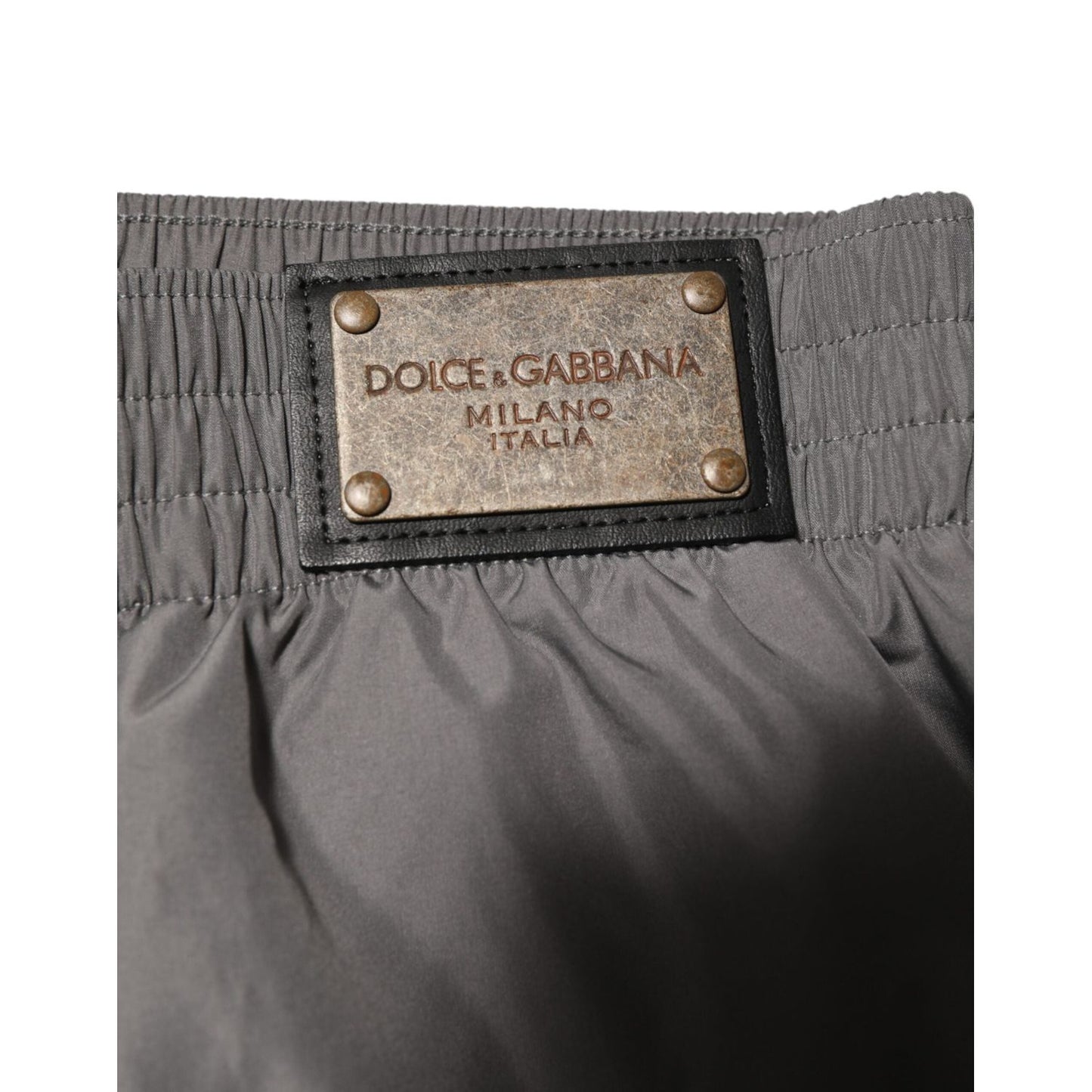 Dolce & Gabbana Light Gray Nylon Elastic Waist Shorts Swimwear BIK1689-3